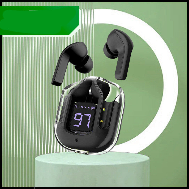 Neues transparentes Mini-Bluetooth-Headset mit Digitalanzeige, ENC-Geräuschunterdrückung, kabelloser Sport- und Musikwiedergabe Black