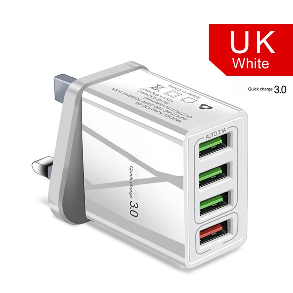 4-Port USB Ladegerät mit Quick Charge 3.0 – Lade 4 Geräte gleichzeitig White UK