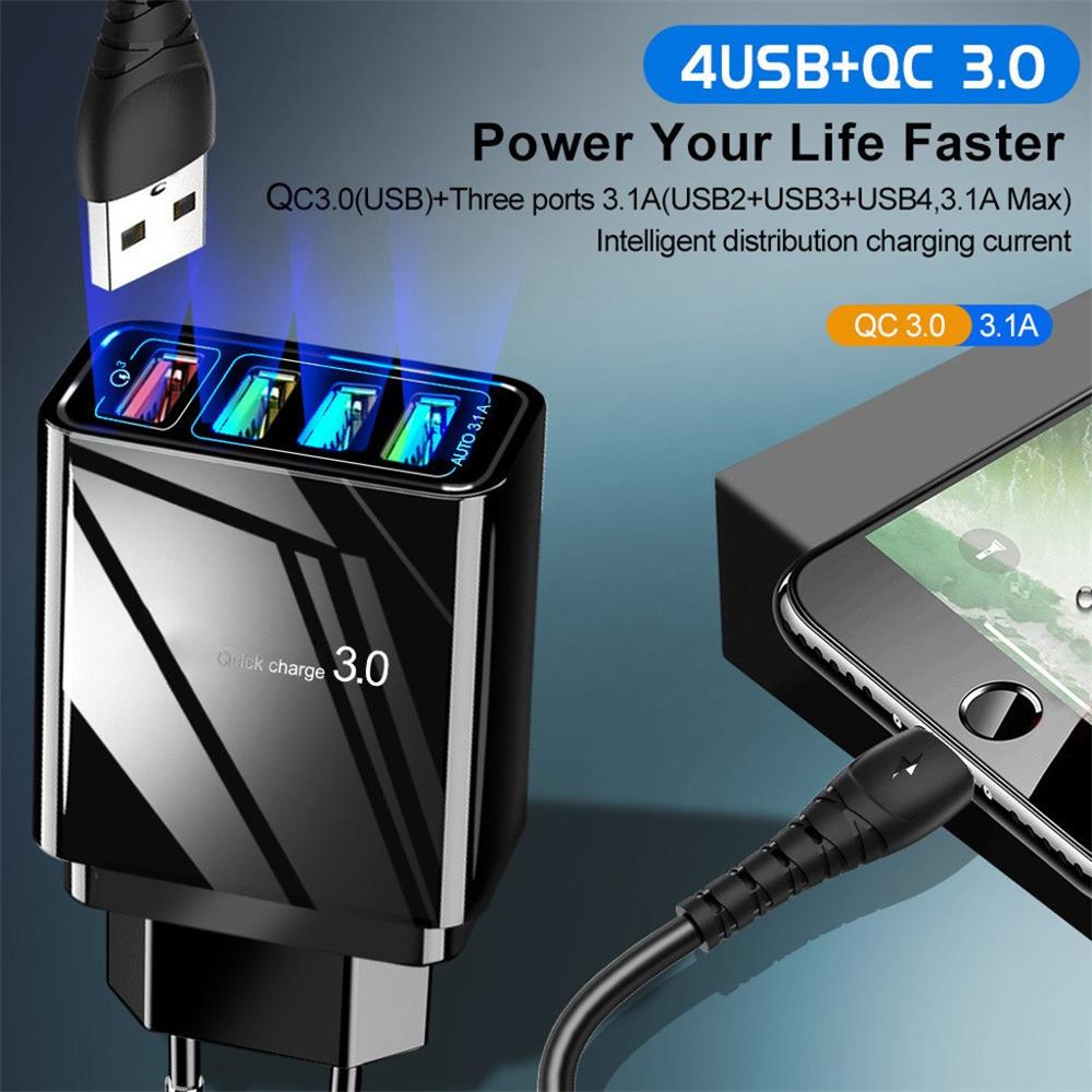4-Port USB Ladegerät mit Quick Charge 3.0 – Lade 4 Geräte gleichzeitig