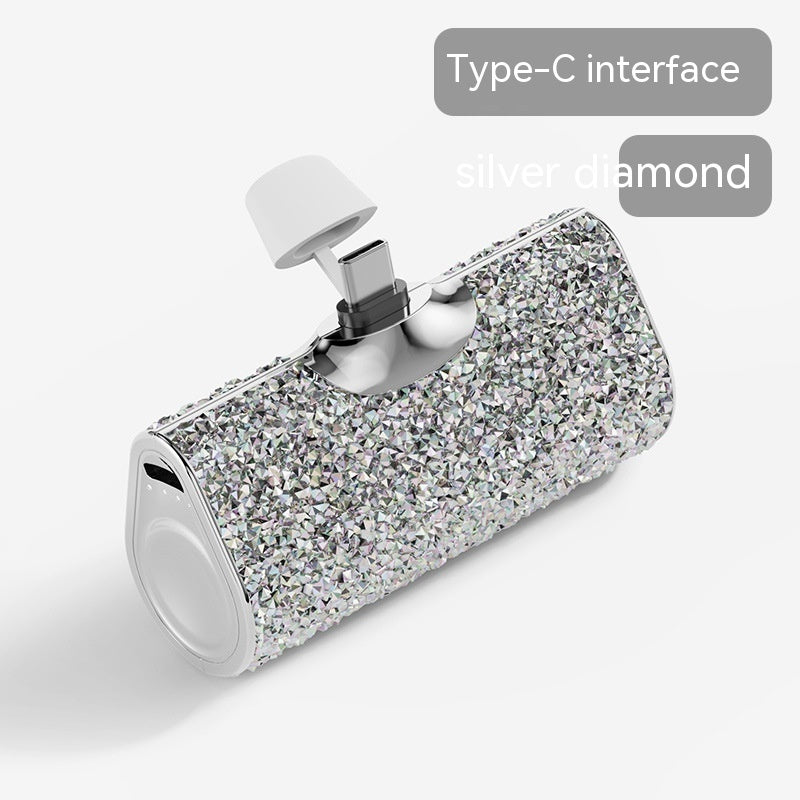 Diamant-Kapsel Powerbank – Klein wie ein Lippenstift, immer dabei Aura Bright Type C Interface
