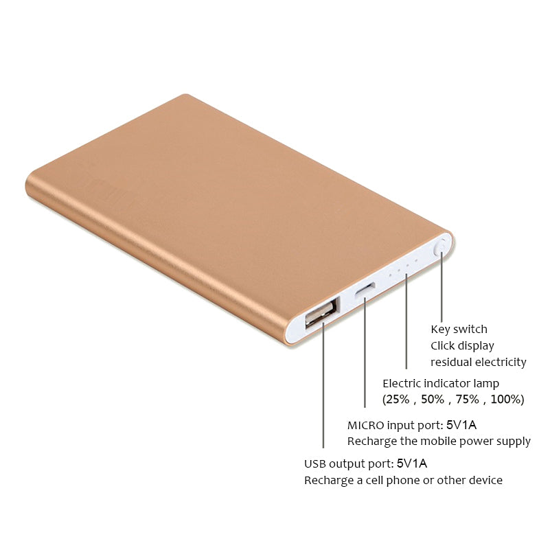 Ultradünne Powerbank 4500 mAh – Passt in jede Tasche Gold 4500mAh