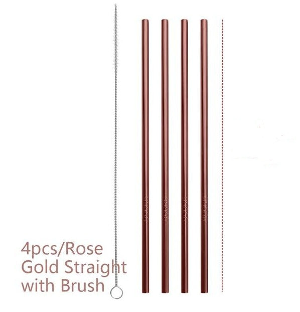 Bunte, wiederverwendbare Edelstahlstrohhalme Rose gold STRAIGHT