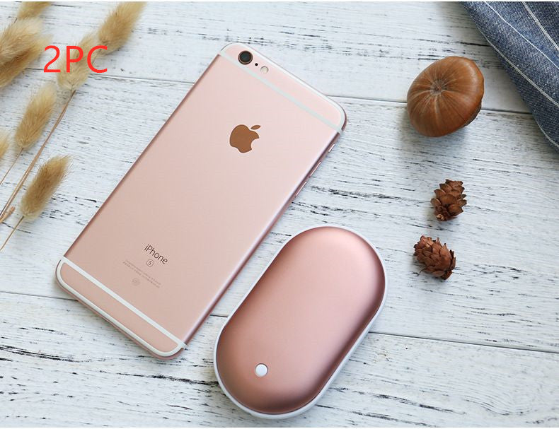 3-in-1 Macaron Powerbank mit Handwärmer – Warm & geladen im Winter Rose Gold2PC