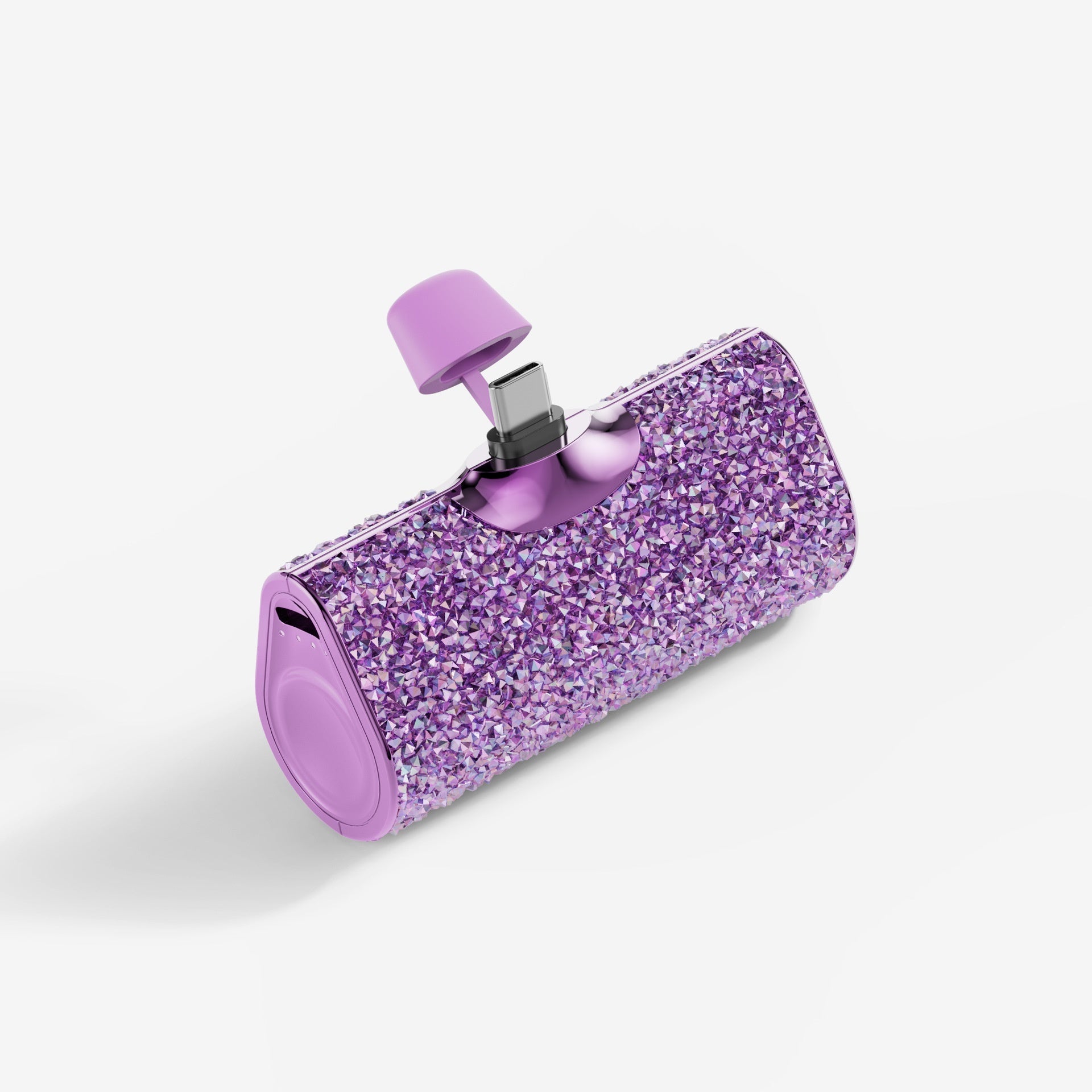 Diamant-Kapsel Powerbank – Klein wie ein Lippenstift, immer dabei Light Purple Type C Interface
