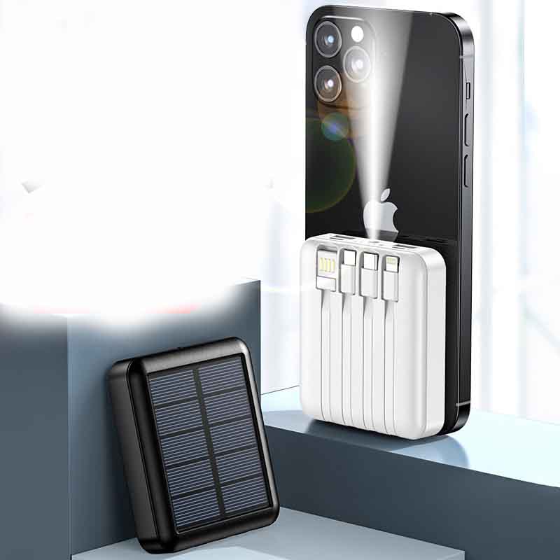 Mini Solar-Powerbank mit integriertem Kabel – Ultra-kompakt