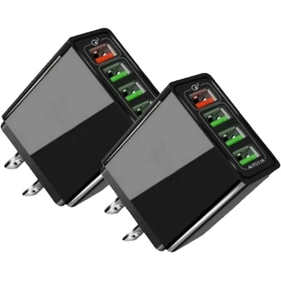 4-Port USB Ladegerät mit Quick Charge 3.0 – Lade 4 Geräte gleichzeitig Black 2PCS US