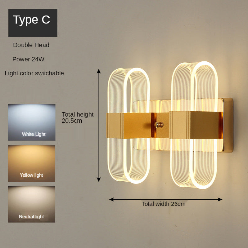Moderne Wandlampe im Nordic Style - LED Acryl Wandleuchte mit Blütendesign Golden doubleheaded vertical 220V