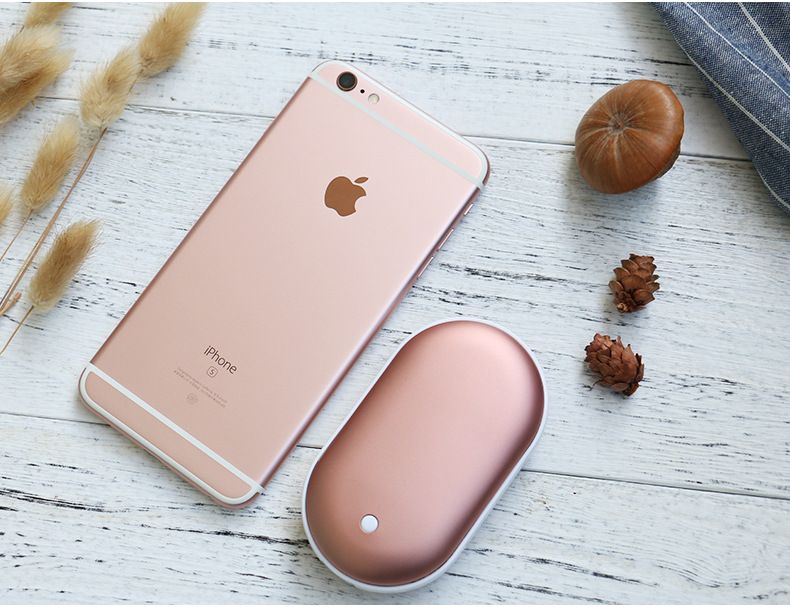 3-in-1 Macaron Powerbank mit Handwärmer – Warm & geladen im Winter Rose Gold