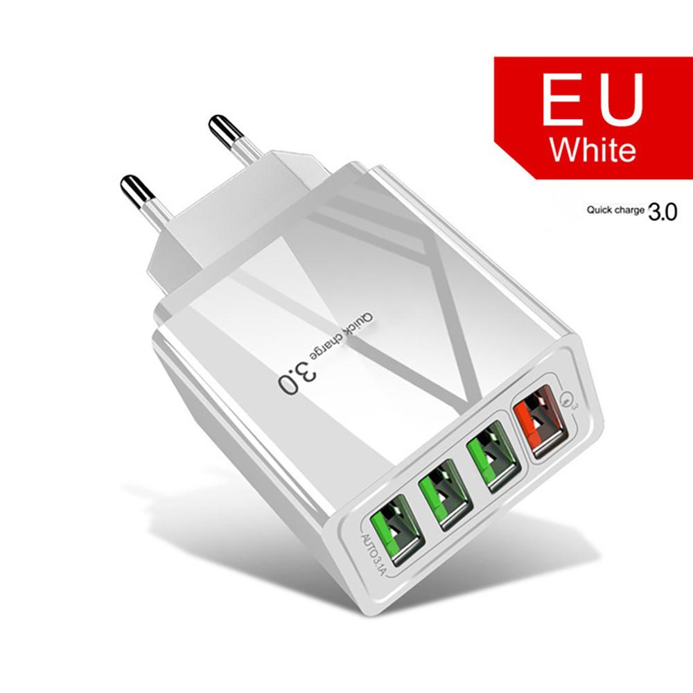4-Port USB Ladegerät mit Quick Charge 3.0 – Lade 4 Geräte gleichzeitig White EU
