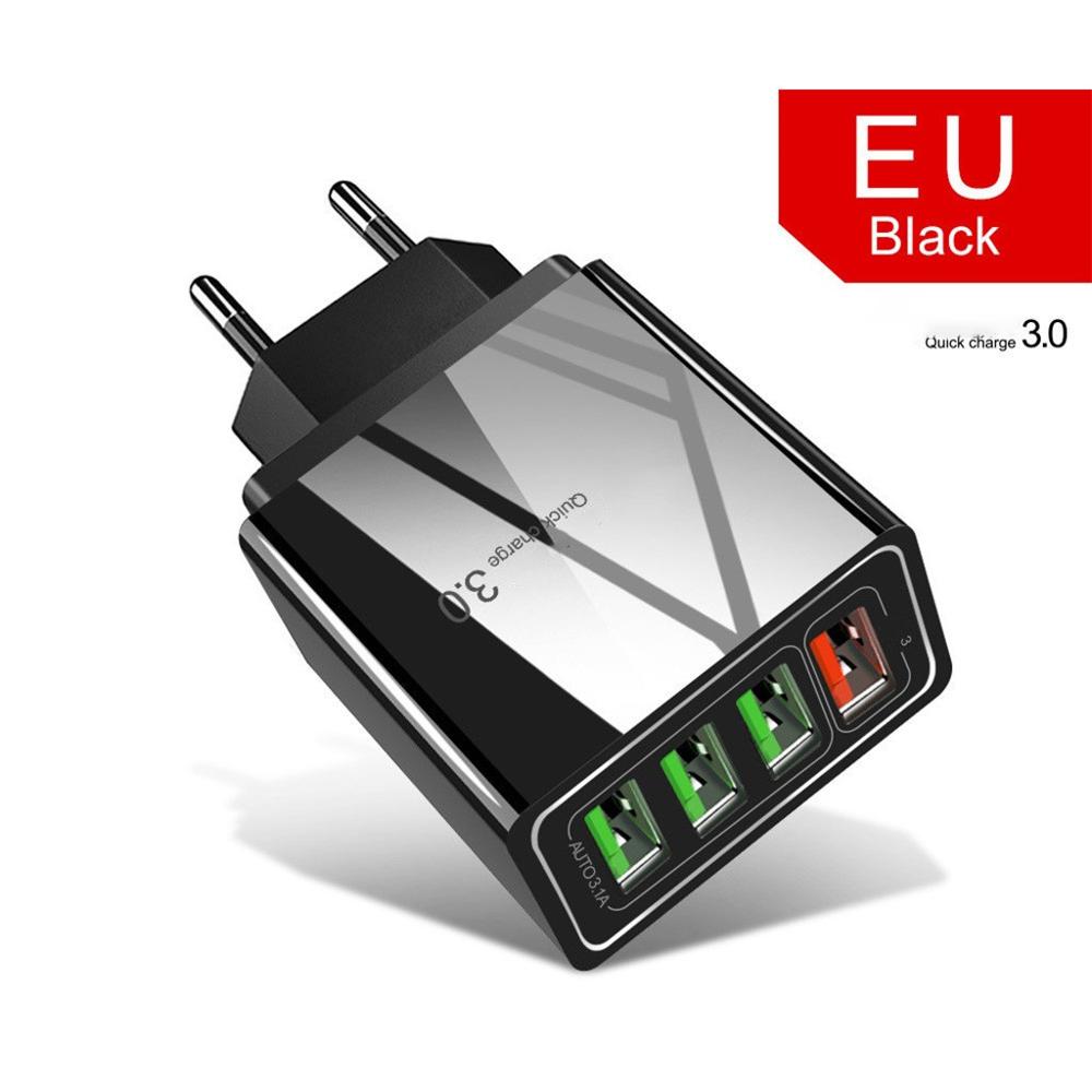 4-Port USB Ladegerät mit Quick Charge 3.0 – Lade 4 Geräte gleichzeitig Black EU