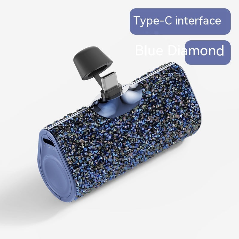 Diamant-Kapsel Powerbank – Klein wie ein Lippenstift, immer dabei Blue Diamond Type C Interface