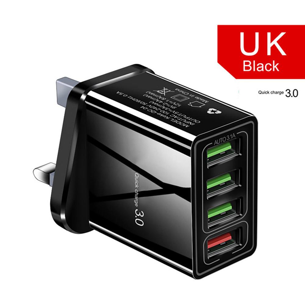4-Port USB Ladegerät mit Quick Charge 3.0 – Lade 4 Geräte gleichzeitig Black UK