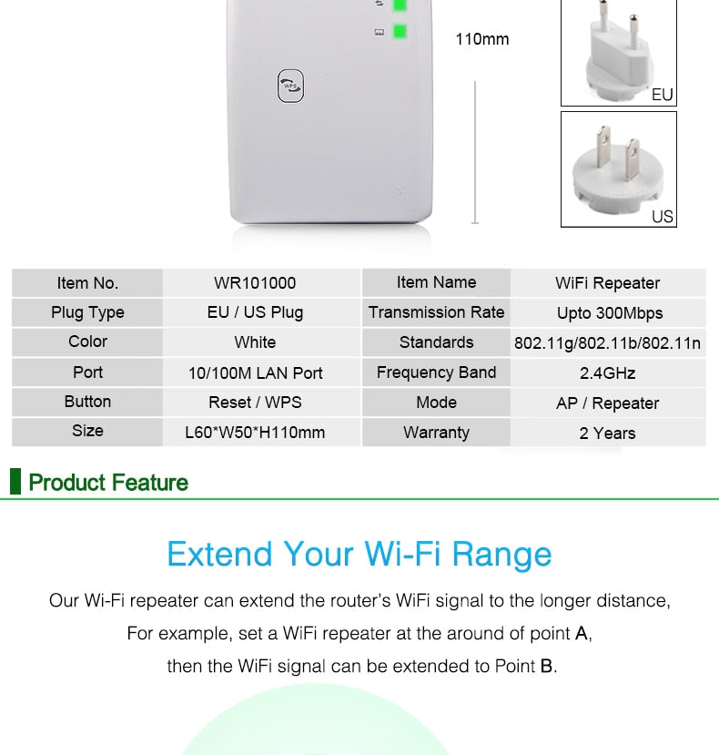 WLAN-Repeater 300 Mbps – WiFi-Verstärker & Signalverstärker