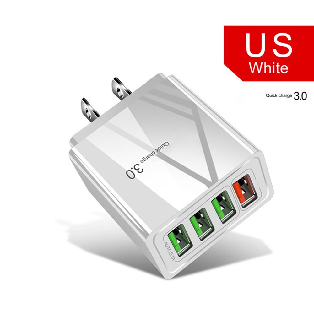 4-Port USB Ladegerät mit Quick Charge 3.0 – Lade 4 Geräte gleichzeitig White US plug