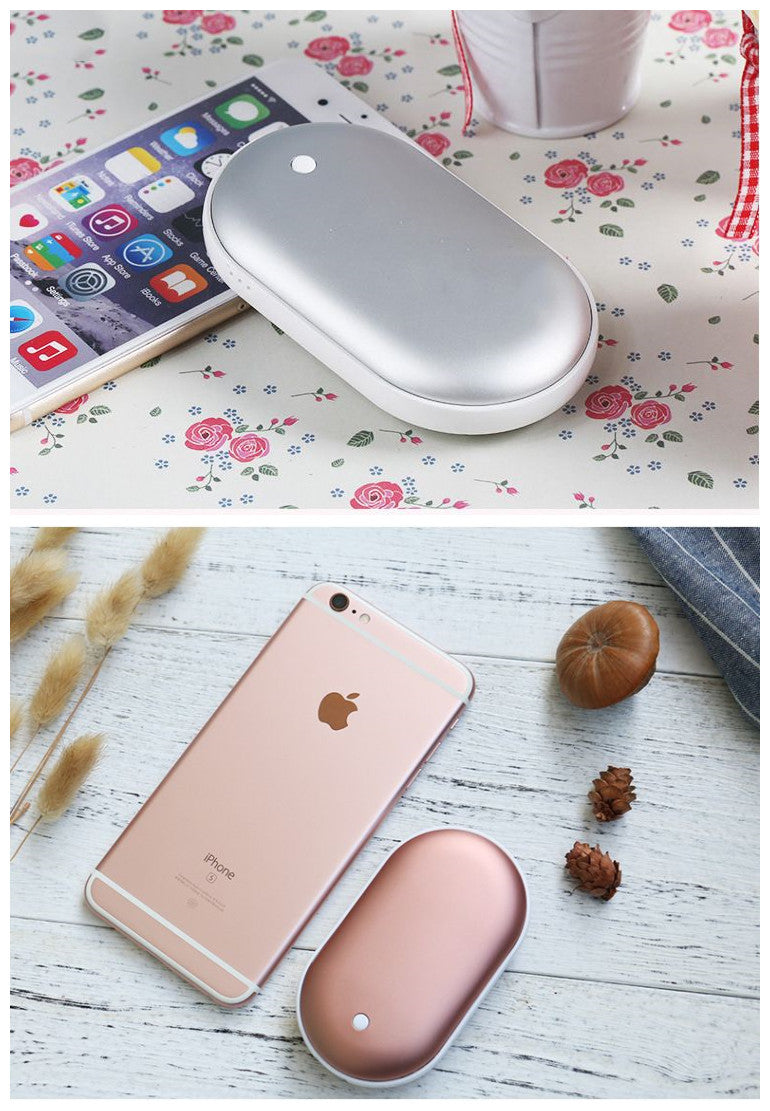 3-in-1 Macaron Powerbank mit Handwärmer – Warm & geladen im Winter Rose GoldSilvery