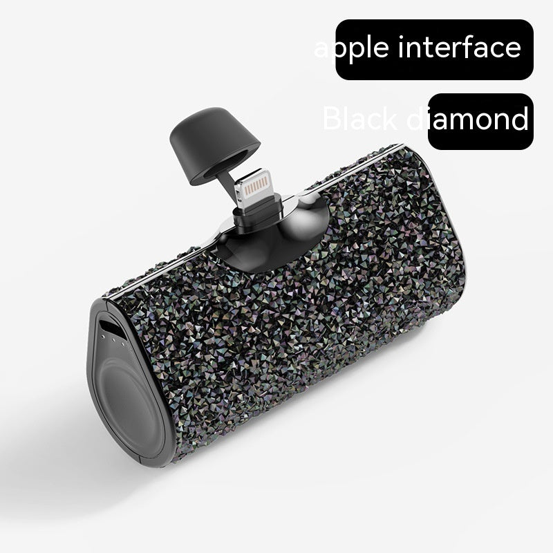 Diamant-Kapsel Powerbank – Klein wie ein Lippenstift, immer dabei Black Diamond Apple Interface