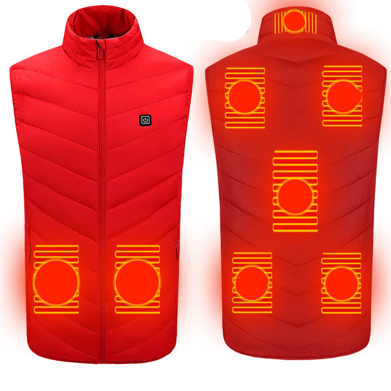8-Zonen Smart-Elektroweste für Damen und Herren, gleicher Stil, Baumwollmantel Red vest 8zone