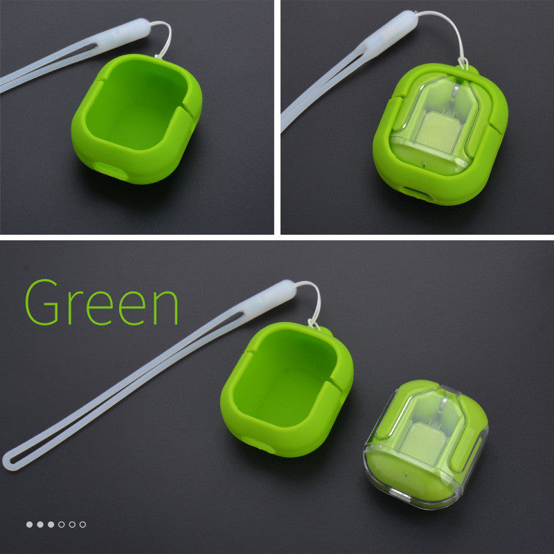 Neues transparentes Mini-Bluetooth-Headset mit Digitalanzeige, ENC-Geräuschunterdrückung, kabelloser Sport- und Musikwiedergabe Green headphone case