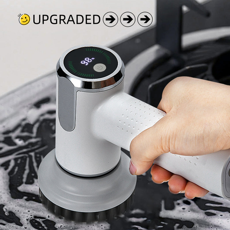 Multifunktionale elektrische Reinigungsbürste mit Smart-Display, kabellos, wasserdicht, ideal für die Reinigung von Küchenspülen und Töpfen.