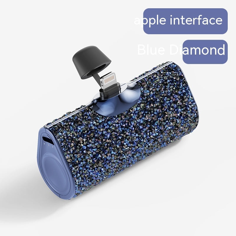 Diamant-Kapsel Powerbank – Klein wie ein Lippenstift, immer dabei Blue Diamond Apple Interface