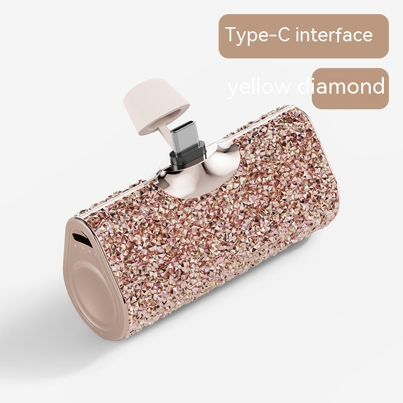 Diamant-Kapsel Powerbank – Klein wie ein Lippenstift, immer dabei Gold Diamand Type C Interface