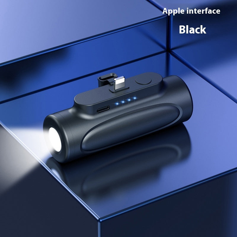Kreative Powerbank mit Blendlicht-Taschenlampe – 2-in-1 Notfall-Tool Black Apple interface Power capacity 5000mAh