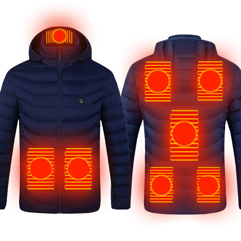 8-Zonen Smart-Elektroweste für Damen und Herren, gleicher Stil, Baumwollmantel Blue long sleeve 8zone