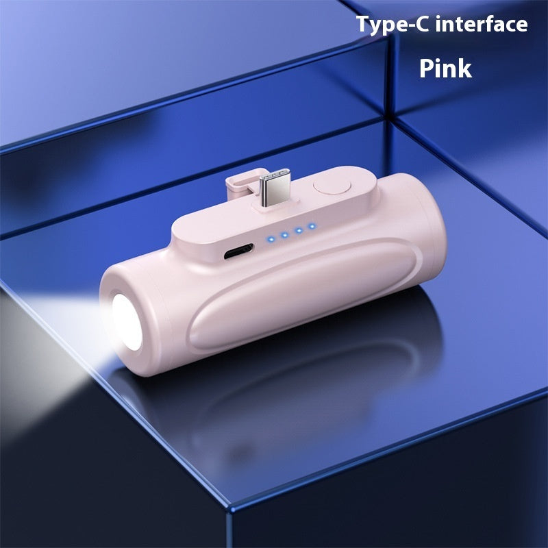 Kreative Powerbank mit Blendlicht-Taschenlampe – 2-in-1 Notfall-Tool Pink typec interface Power capacity 5000mAh