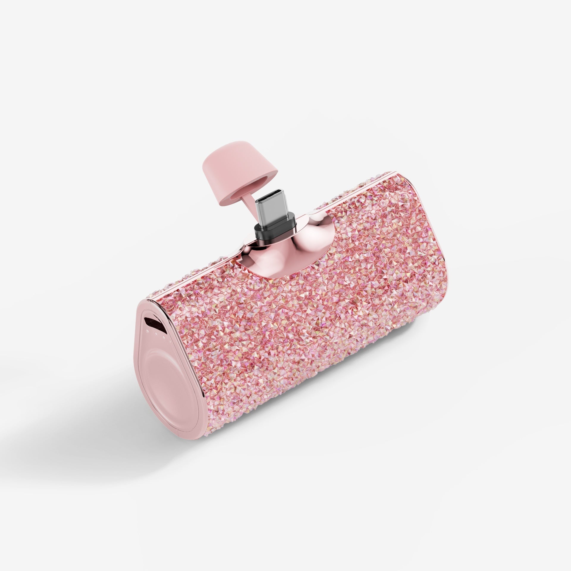 Diamant-Kapsel Powerbank – Klein wie ein Lippenstift, immer dabei Light Pink Type C Interface