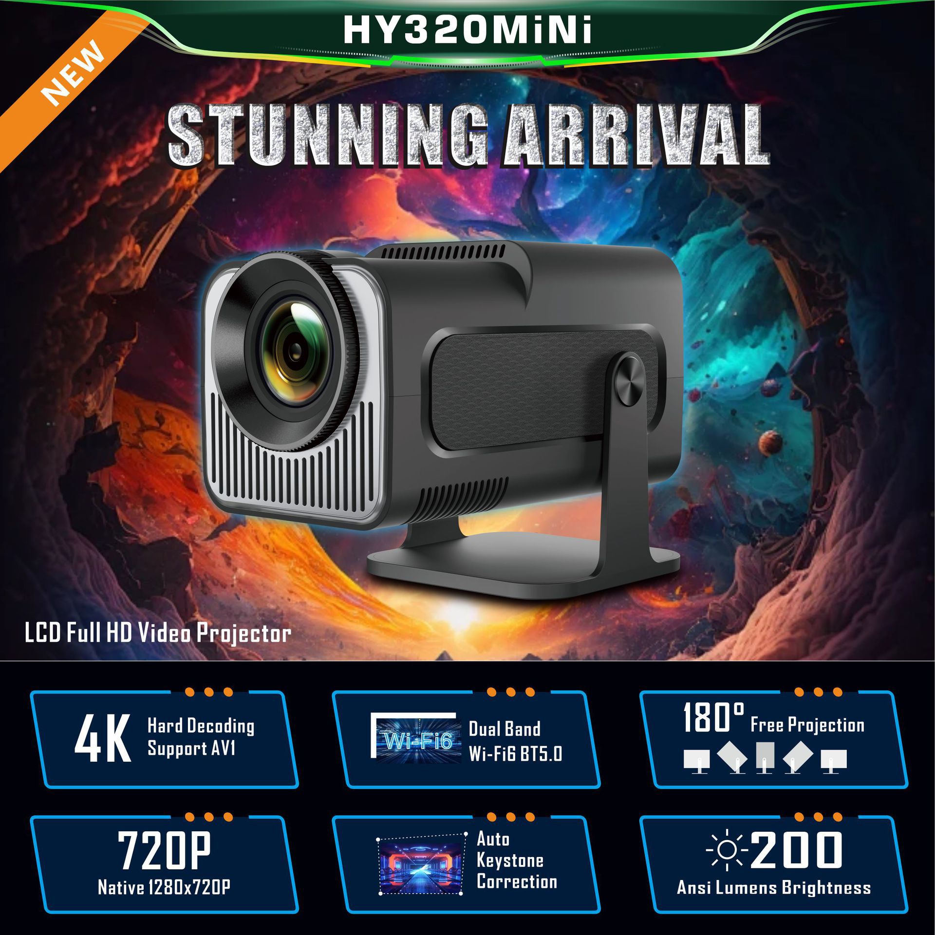 HY320 Mini-Projektor 720P Android-System