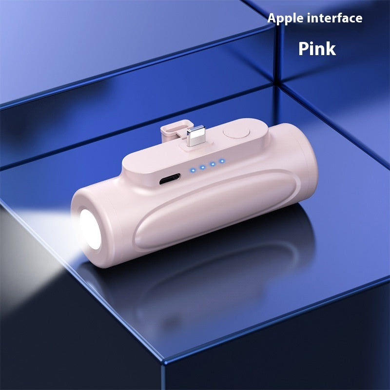 Kreative Powerbank mit Blendlicht-Taschenlampe – 2-in-1 Notfall-Tool Pink Apple interface Power capacity 5000mAh