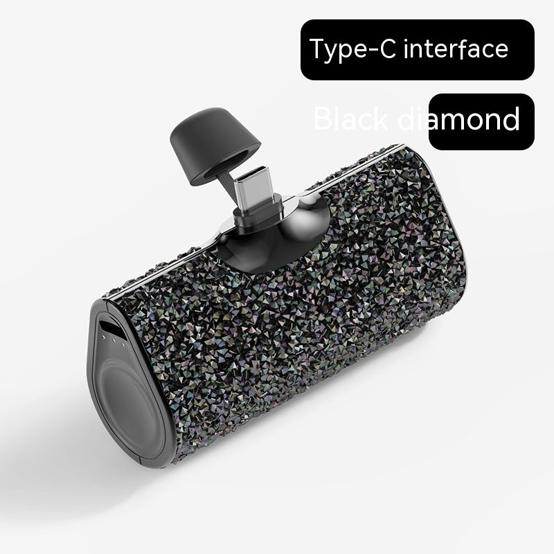 Diamant-Kapsel Powerbank – Klein wie ein Lippenstift, immer dabei Black Diamond Type C Interface